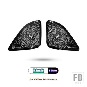 メルセデスベンツ Cクラス W206 C200 C220 C260 C300 2022 + カーアクセサリードア窓トライアングルツイーターオーディオスピーカーカバートリ - Black