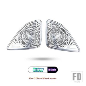 メルセデスベンツ Cクラス W206 C200 C220 C260 C300 2022 + カーアクセサリードア窓トライアングルツイーターオーディオスピーカーカバートリ - Silver