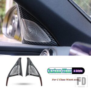 メルセデスベンツ Cクラス W206 C200 C220 C260 C300 2022 + カーアクセサリードア窓トライアングルツイーターオーディオスピーカーカバートリ - Carbon Fiber