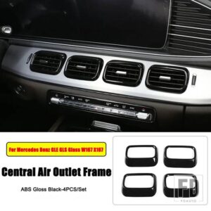 メルセデスベンツ GLE GLSクラス W167 V167 クーペ C167 X167 2020-2025 カーアクセサリー中央制御エアアウトカバートリムフレーム - Gloss Black