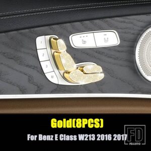 メルセデスベンツ 8ピース/セット Eクラス W213 2016-2023 アクセサリードアシート調整スイッチダイヤモンドカバートリムフレーム - 8PCS Gold