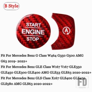 メルセデスベンツ エンジンスタートストップボタントリムカバー A B G CLA GLE GLS GLB GLAクラス AMG W177 W247 W464 C118 W167 X247 H247 - B Style Red