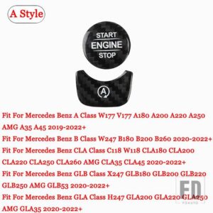 メルセデスベンツ エンジンスタートストップボタントリムカバー A B G CLA GLE GLS GLB GLAクラス AMG W177 W247 W464 C118 W167 X247 H247 - A Style Black