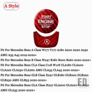 メルセデスベンツ エンジンスタートストップボタントリムカバー A B G CLA GLE GLS GLB GLAクラス AMG W177 W247 W464 C118 W167 X247 H247 - A Style Red