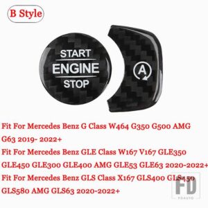メルセデスベンツ エンジンスタートストップボタントリムカバー A B G CLA GLE GLS GLB GLAクラス AMG W177 W247 W464 C118 W167 X247 H247 - B Style Black