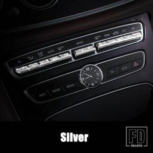 メルセデスベンツ C E GLCクラス W205 W213 X253 カーアクセサリーインテリアセンターコントロールエアコンボタンダイヤモンドカバートリム - 11PCS Silver