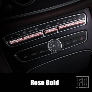 メルセデスベンツ C E GLCクラス W205 W213 X253 カーアクセサリーインテリアセンターコントロールエアコンボタンダイヤモンドカバートリム - 11PCS Rose Gold