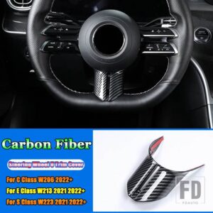 メルセデスベンツ CESクラス W206 W213 W223 2021 2022 + ABS カーアクセサリーフラットステアリングホイール U タイプフレームトリムカバース - Carbon Fiber