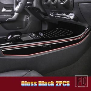 メルセデスベンツ A CLAクラス W177 V177 C118 W118 2019-2024 カーアクセサリーセンターコンソールパネルサイドトリムストリップカバーステッ - Gloss Black