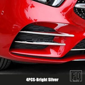 メルセデスベンツ 4個 Aクラス W177 V177 AMG A35 A180 A200 A220 A250 2019-2023 カーアクセサリーフロントフォグランプストリップトリムカバ - Bright Silver