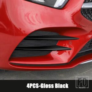 メルセデスベンツ 4個 Aクラス W177 V177 AMG A35 A180 A200 A220 A250 2019-2023 カーアクセサリーフロントフォグランプストリップトリムカバ - Gloss Black