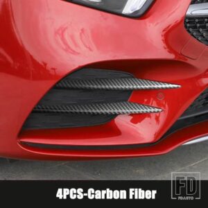 メルセデスベンツ 4個 Aクラス W177 V177 AMG A35 A180 A200 A220 A250 2019-2023 カーアクセサリーフロントフォグランプストリップトリムカバ - Carbon Fiber