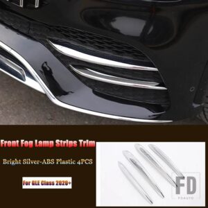 メルセデスベンツ GLEクラス W167 V167 GLE350/400 GLE450 AMG GLE53 2020 + カーアクセサリーフロントフォグランプストリップトリムカバーステ - Bright Silver