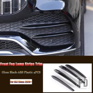 メルセデスベンツ GLEクラス W167 V167 GLE350/400 GLE450 AMG GLE53 2020 + カーアクセサリーフロントフォグランプストリップトリムカバーステ - Gloss Black
