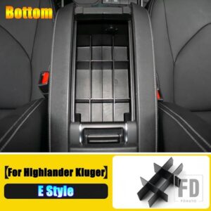 トヨタ ハイランダークルーガー XU70 2021 2022 ABS カーアクセサリーセンターコンソールアームレストボックスアップミドルダウン収納ボックス - E Style Bottom
