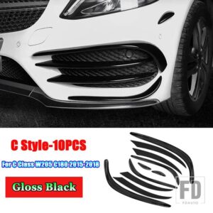 メルセデスベンツ Cクラス W205 C180 C200 C250 C260 C300 C400 C450 2015-2018 フロントバンパーフェンダーフォグランプカバートリムストリッ - 6