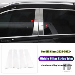 メルセデスベンツ GLE GLSクラス W167 V167 X167 2020 2021 2022 合金カーアクセサリーウィンドウ B C ミドルピラーストリップトリム - For GLS Class 4PCS