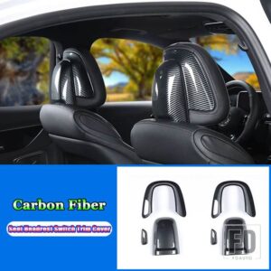 メルセデスベンツ Cクラス W206 C200 C220 C260 C300 2022 + カーアクセサリーシートヘッドレストボタン調整スイッチカバートリムパネル - Carbon Fiber