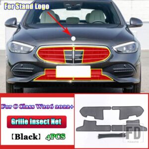 メルセデスベンツ Cクラス W206 C200 C220 C260 C300 2022 カーアクセサリー吸気フロントグリルグリルメッシュ抗マウス昆虫ネット - For Stand Logo