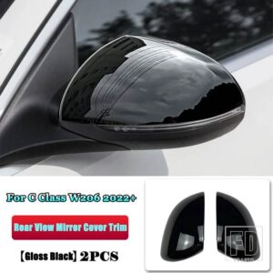 メルセデスベンツ Cクラス W206 C200 C220 C260 C300 2022 ABS クロームカーアクセサリーバックミラーカバーキャップシェルトリムステッカー - Gloss Black
