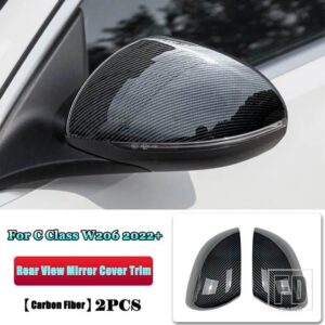 メルセデスベンツ Cクラス W206 C200 C220 C260 C300 2022 ABS クロームカーアクセサリーバックミラーカバーキャップシェルトリムステッカー - Carbon Fiber