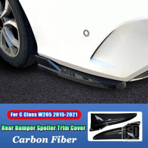 メルセデスベンツ Cクラス W205 C180 C200 C260 C300 AMG C43 2015-2021 ABS リアバンパースプリッタースポイラートリムカバーアクセサリー - Carbon Fiber