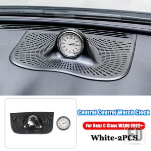 メルセデスベンツ Cクラス W206 C200 C220 C260 C300 2022 + カーアクセサリー中央制御ダッシュボードパネルクォーツ時計時計 - White