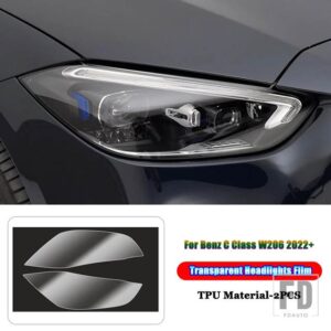 メルセデスベンツ Cクラス W206 C200 C220 C260 C300 2022 + カーアクセサリーヘッドライト HD クリアスモークブラックフィルム - HD Transparent