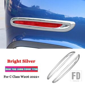 メルセデスベンツ Cクラス W206 C200 C220 C260 C300 2022 + ABS カーアクセサリーリアフォグライトフォグランプトリムカバー装飾フレーム - Matte Silver
