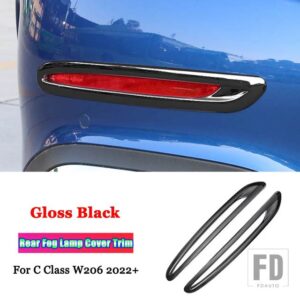 メルセデスベンツ Cクラス W206 C200 C220 C260 C300 2022 + ABS カーアクセサリーリアフォグライトフォグランプトリムカバー装飾フレーム - Gloss Black