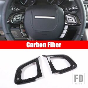 レンジローバー ランドローバー EVOQUE L538 2012-2019 ABS クロームカーアクセサリーステアリングホイールボタントリムカバー装飾フレーム - Carbon Fiber