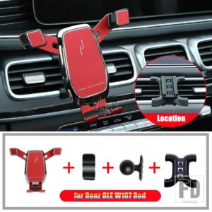 メルセデスベンツ GLE GLSクラス W167 V167 GLE350 GLE450 AMG GLE53 X167 2020 + 自動車電話バックルブラケットホルダーエアベント口スタンド - Red