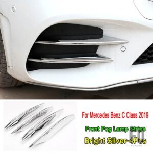 メルセデスベンツ Cクラス W205 S205 C180 C260 C300 2019 フロントフォグランプストリップトリムカバーステッカー吸気グリルスラットトリム - Bright Silver
