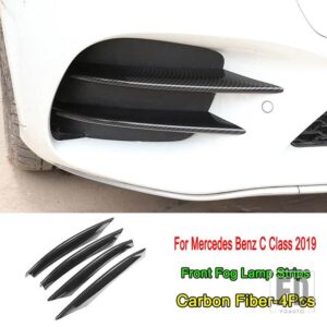 メルセデスベンツ Cクラス W205 S205 C180 C260 C300 2019 フロントフォグランプストリップトリムカバーステッカー吸気グリルスラットトリム - Carbon Fiber