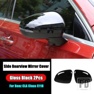 メルセデスベンツ カーアクセサリーバックミラーカバーキャップシェルトリム CLAクラス C118 CLA180 200 220 250 2020 + 部品 - Gloss Black