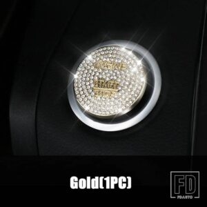 メルセデスベンツ カーアクセサリーエンジンプッシュスタートストップスイッチボタンダイヤモンドカバートリムステッカー A B C GLC CLA GLA M - Gold