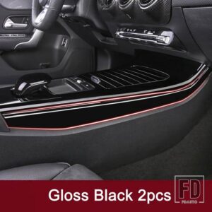 メルセデスベンツ Aクラス W177 V177 A180 200 220 250 2019-2024 カーアクセサリーセンターコンソールサイドトリムカバー装飾ストリップ - Gloss Black