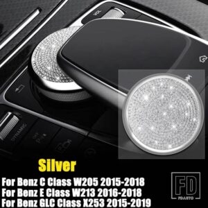 メルセデスベンツ C E GLCクラス W205 W213 X253 2015-2019 カーセンターコントロールマウスマルチメディアボタンノブ調整カバートリム - 2