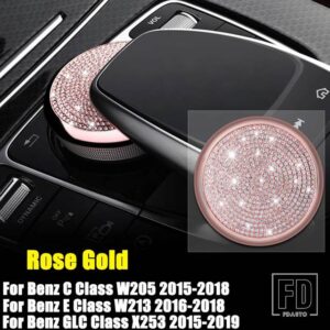 メルセデスベンツ C E GLCクラス W205 W213 X253 2015-2019 カーセンターコントロールマウスマルチメディアボタンノブ調整カバートリム - 1