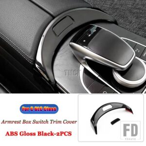 メルセデスベンツ C GLCクラス W205 X253 2015-2022 カーアクセサリー中央制御アームレストボックススイッチボタンカバートリムステッカー - Gloss Black