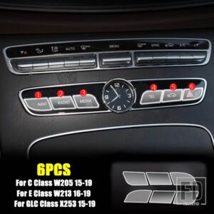 メルセデスベンツ C E GLCクラス W205 W213 X253 カーセンターコントロール AC 画面ボタン時計テーブル時計膜プロテクターフィルム - 3