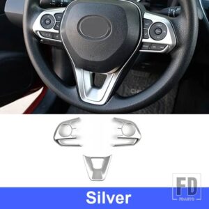 トヨタ カローラクロス XG10 2022-2024 ステアリングホイールの装飾カバートリムインテリアアクセサリー - Silver