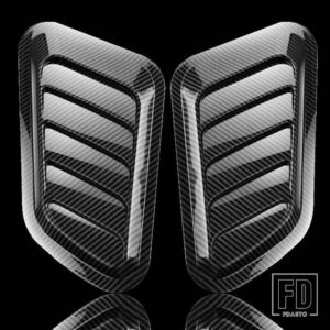 汎用 2個 ボンネットボンネットベントエアフローインテークスクープサイドフェンダーブラック装飾アクセサリー - Carbon Fiber Look