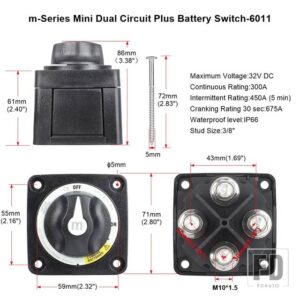 2 3 4 ポジションバッテリー質量マリンスイッチ M10 スタッド 300A DC 32V アイソレータ切断ロータリーキャンピングカー RV トラックボート用 - 2 Position 4 stud
