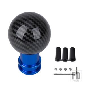 車マニュアルギアシフトレーシングカーボンスティックヘッドノブアルミ M8 M10 M12 アダプターシフターノブ - Blue