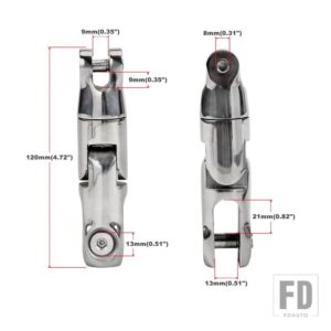 ボートアンカースイベルコネクタ 3 ジョイント 316 ステンレス鏡面研磨ハードウェアチェーンピン手漕ぎボートアクセサリー - Short