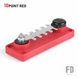 55A 12-48V タブタイプ端子バスバー 10 ポイント単層 TTB710N02 マリングレードパワー最大アンペア数分布 - Red