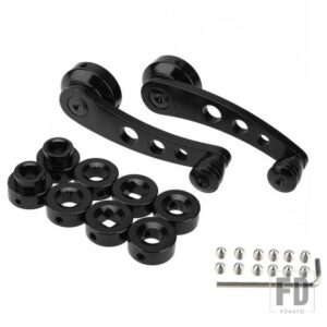 汎用 1セット ウィンドウハンドル合金ワインダーライザー交換ワインダークランクライザーウィンドウハンドル - Black