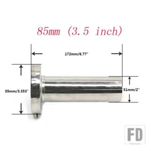 汎用 調整不能 85mm 3.5インチ/98mm 4インチ/110mm 4.5インチ ステンレスクロームエキゾーストマフラーサイレンサー YC100706 - 85mm
