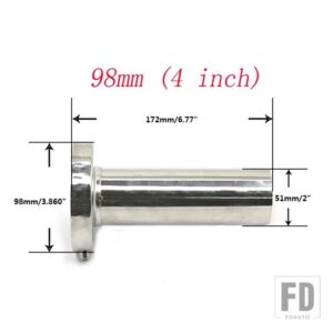 汎用 調整不能 85mm 3.5インチ/98mm 4インチ/110mm 4.5インチ ステンレスクロームエキゾーストマフラーサイレンサー YC100706 - 98mm